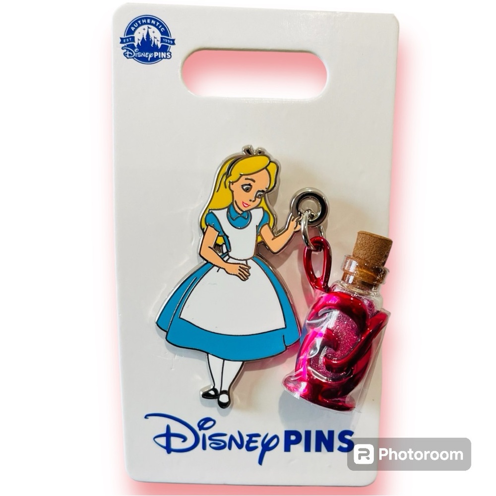 Disney Parks Alice in Wonderland Alice Pink Drink Me Potion Bottle Pin
